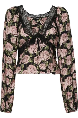 For Love & Lemons Top, Dame, Flerfarvet, S, Uld, Multifarvet Top med Knapdetaljer
