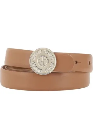 Giorgio Armani Tilbehør, Dame, Brun, 85 CM, Læder, Elegant læderbælte med logo plakette