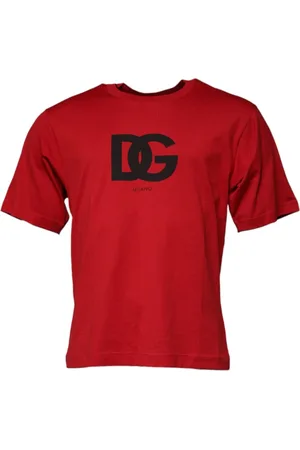 Dolce & Gabbana Top, Herre, Rød, 2XS, Bomuld, Rød Sort Bomuld Crew Neck T-shirt