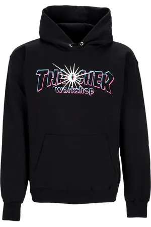 Thrasher Sweathshirts & Hoodies, Herre, Sort, XL, Bomuld, Sort hættetrøje med plys indvendigt
