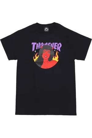 Thrasher Top, Herre, Sort, XL, Bomuld, Sort Roja Tee Kortærmet T-shirt
