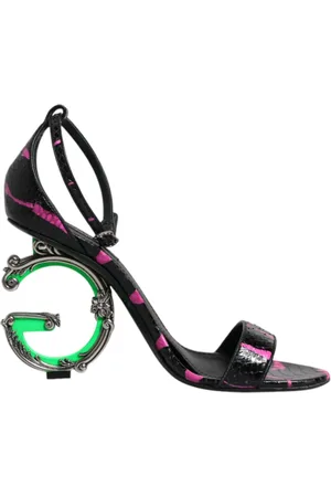 Dolce & Gabbana Sko, Dame, Sort, 39 EU, Læder, Zebra Print Hæl Sandaler Sort Fuchsia