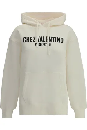 VALENTINO Sweathshirts & Hoodies, Dame, Hvid, S, Bomuld, Maxi Monogram Print Bomuldshættetrøje