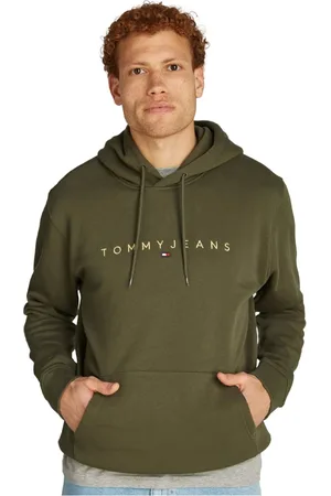 Tommy Hilfiger Sweathshirts & Hoodies, Herre, Grøn, XL, Bomuld, Broderet logo hættetrøje i grøn