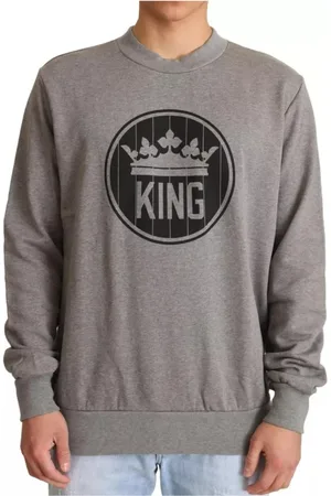 Dolce & Gabbana Sweathshirts & Hoodies, Herre, Grå, 4XL, Bomuld, Grå King Crown Bomuldssweater
