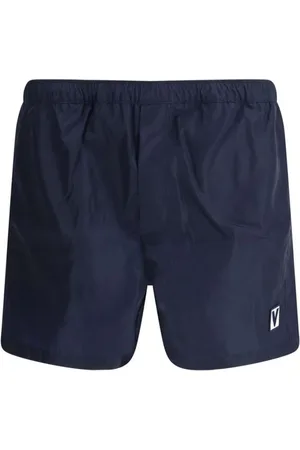 VALENTINO Badetøj, Herre, Blå, L, Uld, Swimshorts med logo-patch og justerbar talje