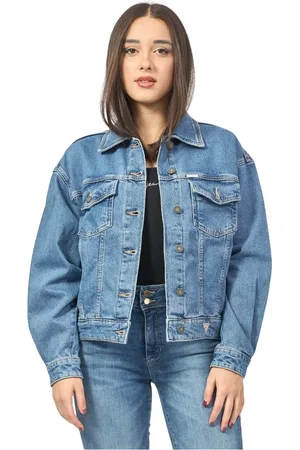Guess Jakke, Dame, Blå, S, Denim, Blå Denim Trucker Jakke med Oversize Pasform
