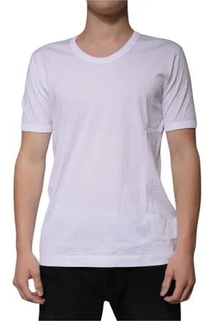 Dolce & Gabbana Top, Herre, Hvid, S, Bomuld, Hvid Bomuld Kortærmet T-shirt