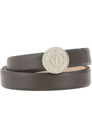 Giorgio Armani Tilbehør, Dame, Brun, 85 CM, Læder, Logo Plaque Læderbælte Mode Stil