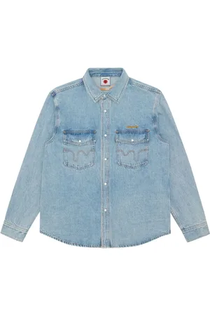 ICECREAM Skjorte, Herre, Blå, M, Denim, Klar Blå Skjorte med Trykknap Lukning