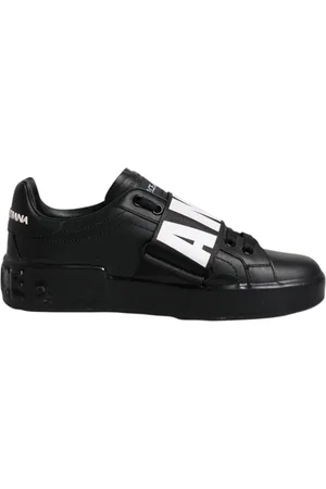 Dolce & Gabbana Sko, Dame, Sort, 37 EU, Læder, Sort Hvid Lav Top Sneakers