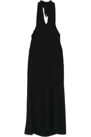 FEDERICA TOSI Kjole, Dame, Sort, 2XS, Sort Crepe Midi Kjole med Halsbånd
