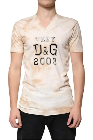 Dolce & Gabbana Top, Herre, , M, Bomuld, Grafisk Print V-hals T-shirt