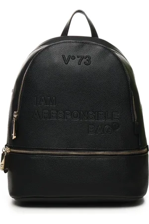 V°73 Taske, Dame, Sort, ONE SIZE, Uld, Sort rygsæk med logo bogstaver