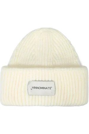 hinnominate Tilbehør, Herre, Hvid, ONE SIZE, Uld, Ribstrikket hue med logoetiket