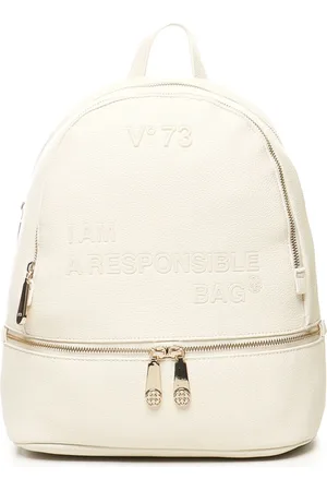 V°73 Taske, Dame, Hvid, ONE SIZE, Uld, Hvid Rygsæk med Logo Skrift