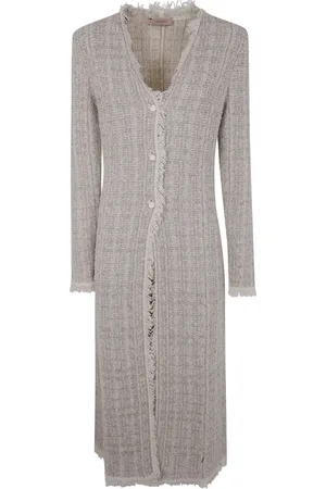 Twin-Set Strik, Dame, Grå, L, Grå Cardigan med Knapper V-Hals