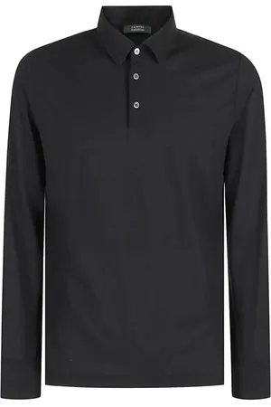 ZANONE Top, Herre, Sort, M, Klassisk Polo Shirt med Lange Ærmer