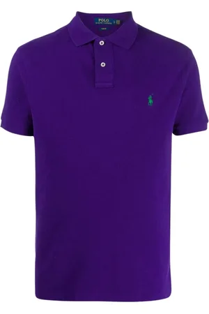 Ralph Lauren Top, Herre, Lilla, M, Bomuld, Kortærmet Polo med Broderet Logo