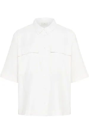 Kaffe Bluser & Skjorter, Dame, Hvid, M, Uld, Stilfuld Skjortebluse i Kridt