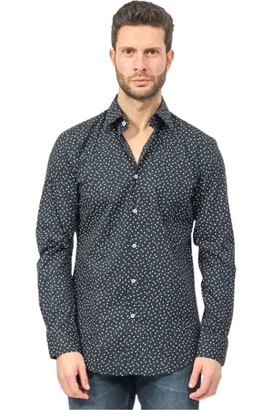 HUGO BOSS Skjorte, Herre, Blå, S, Bomuld, Blå Blomstret Slim Fit Skjorte
