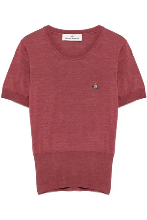 Vivienne Westwood Strik, Dame, Rød, XS, Rød Lerkrukke Hals Top