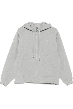 adidas Sweathshirts & Hoodies, Dame, Grå, XS, Bomuld, Grå sweater med lynlås og hætte