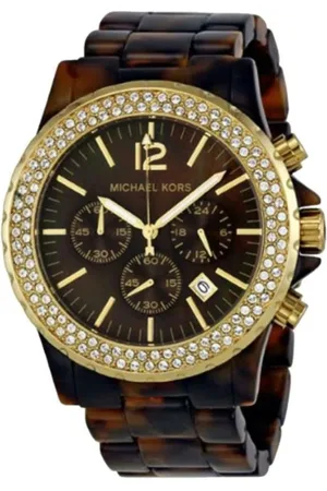 Michael Kors Tilbehør, Dame, Flerfarvet, ONE SIZE, Brun Harpiks Analog Kvartsur