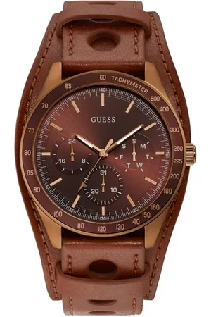 Guess Tilbehør, Herre, Brun, ONE SIZE, Læder, Brun Læderur Montana Kalender Tachymeter