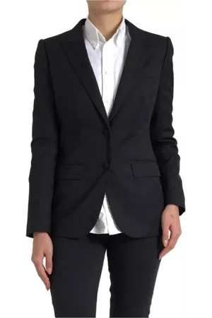 Dolce & Gabbana Jakke, Dame, Sort, M, Uld, Sort Langærmet Frakke Blazer Jakke