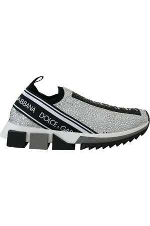 Dolce & Gabbana Sko, Dame, Grå, 37 EU, Sølv Rhinestones Sorrento Sneakers Sko