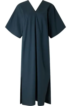 Soeur Kjole, Dame, Blå, S, Bomuld, Elegance V Neck Kjole