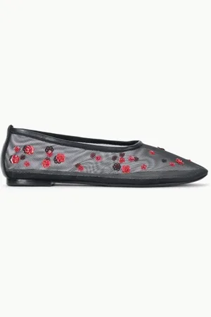 Staud Sko, Dame, Sort, 38 EU, Læder, Perleret Mesh Ballet Flat