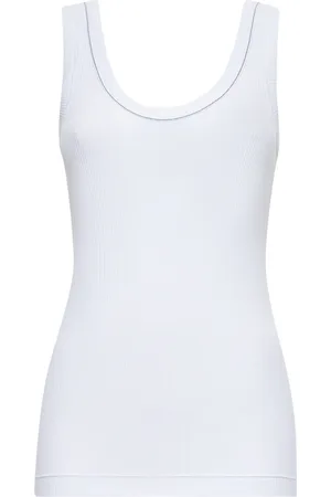 Brunello Cucinelli Top, Dame, Hvid, S, Bomuld, Hvid Top med Monili Broderi