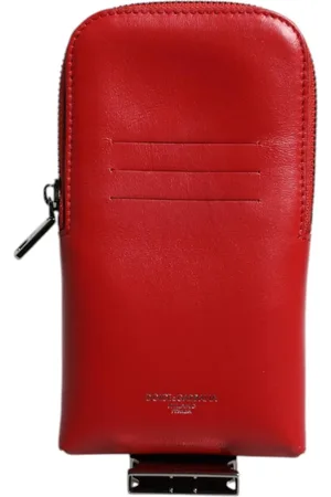 Dolce & Gabbana Tilbehør, Herre, Rød, ONE SIZE, Læder, Rød Læder Logo Kortholder Pung