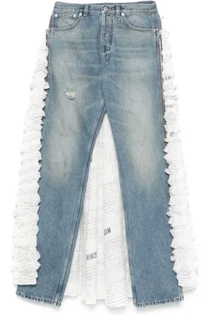 Moschino Jeans, Dame, Blå, XS, Blå Aftagelig Panel Lynlås Bukser
