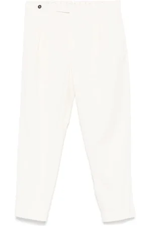 PT Torino Bukser, Herre, Hvid, XL, Uld, Hvide Tapered Chinos med Flap Lommer