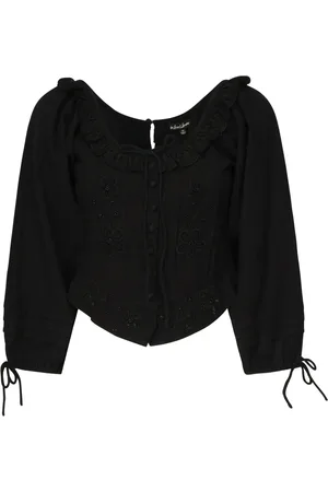 For Love & Lemons Bluser & Skjorter, Dame, Sort, S, Bomuld, Sort Top med Blondekant