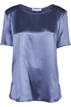 Max Mara Top, Dame, Blå, M, Silke Kortærmet Bluse