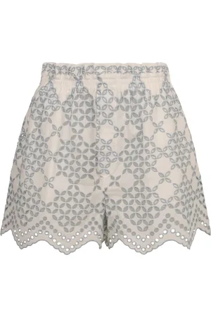 RAQUEL DINIZ Shorts, Dame, Hvid, M, Bomuld, Broderie Anglaise Bomuld Blandingselastiske Shorts