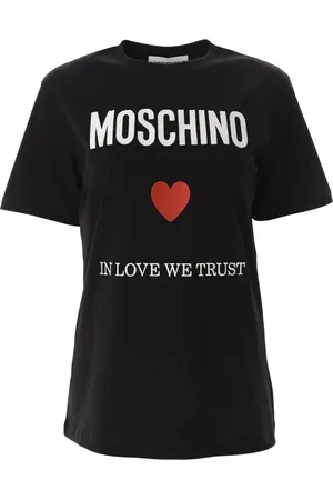 Moschino Top, Dame, Sort, XS, Bomuld, Bomuld Kærlighed Tillid T-Shirt