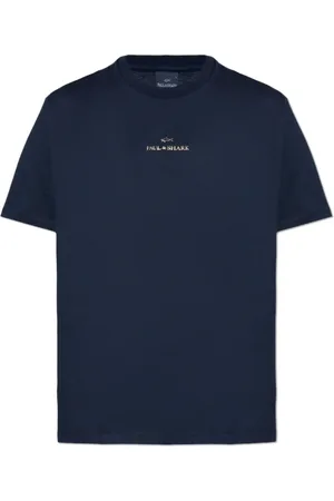 Paul & Shark Top, Herre, Blå, 2XL, Bomuld, T-shirt med trykt logo