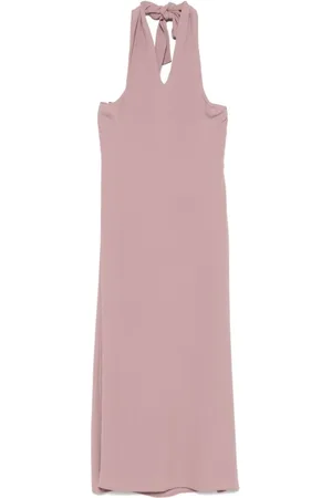 FEDERICA TOSI Kjole, Dame, Lyserød, XS, Powder Halter Neck Midi Kjole