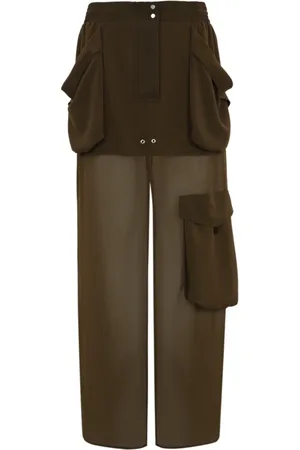 Pinko Bukser, Dame, Grøn, 2XS, Polyester, Georgette Cargo Nederdel