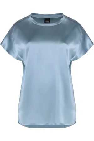 Pinko Top, Dame, Blå, 2XS, Uld, Silkebluse med sideslidser