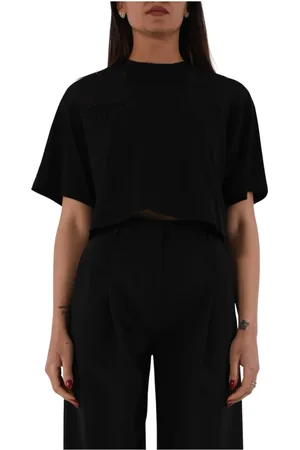 Elisabetta Franchi Top, Dame, Sort, S, Bomuld, Cropped Jersey T-shirt