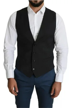 Dolce & Gabbana Jakkesæt, Herre, Sort, M, Uld, Justerbar rygstrop kjole vest