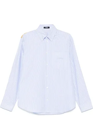 VERSACE Skjorte, Herre, Blå, XL, Uld, Klar Blå Stilfulde Skjorter