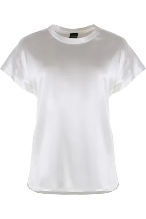 Pinko Top, Dame, Hvid, M, Uld, Silkebluse med sideslidser