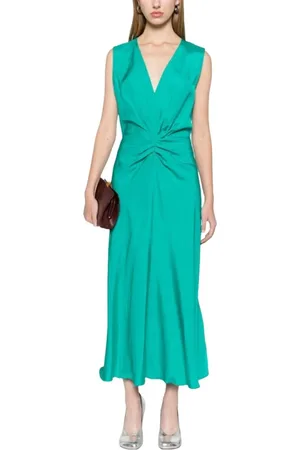 Victoria Beckham Kjole, Dame, Grøn, S, Peacock Ærmeløs Midi Kjole